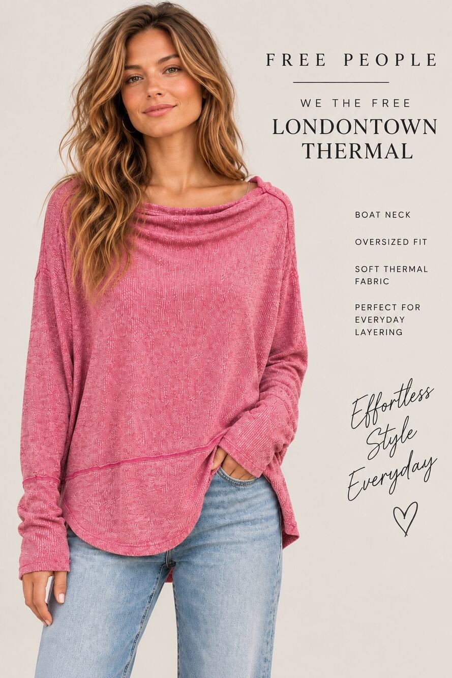 Boho Luxe Lounge Oversized Free People We The Free Londontown Thermal Pink Top L